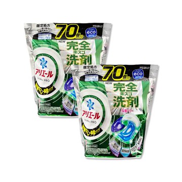 (2袋140顆超值組)日本P&G-4D酵素強洗淨去污消臭洗衣凝膠球70顆/袋-室內晾曬(黑綠袋)(室內晾曬洗衣槽防霉,持香柔順抗褶皺,全洗衣機型適用)