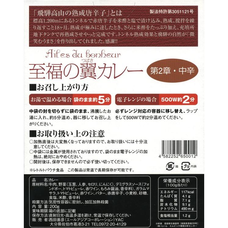 おおいた豊後牛と飛騨高山の熟成唐辛子が出会った「至福の翼カレー第2章」（中辛）