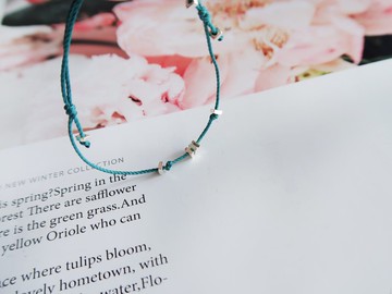 925純銀 織星 文青綠色 幸運繩 手繩 蠟繩 免費送禮包裝