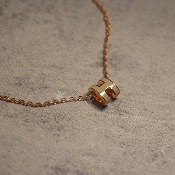 HERMES  Mini pop H 奶茶*玫瑰金 項鍊