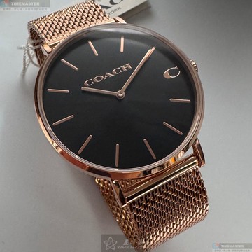 [星晴錶業]COACH手錶,42mm,CH00243黑色錶面玫瑰金錶殼玫瑰金色米蘭錶帶款