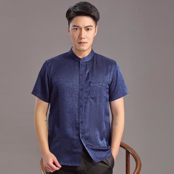 唐裝襯衣休閑短袖立領男裝T恤薄款中式夏裝中國風男士青年襯衫