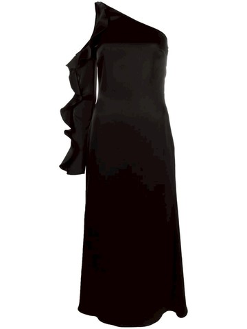 David Koma Ruffle Detail One Shoulder Midi Dress