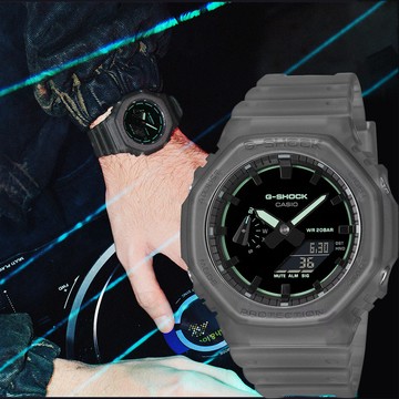 CASIO 卡西歐 G-SHOCK 霓光節奏八角雙顯手錶 電子錶(GA-2100K-1A)