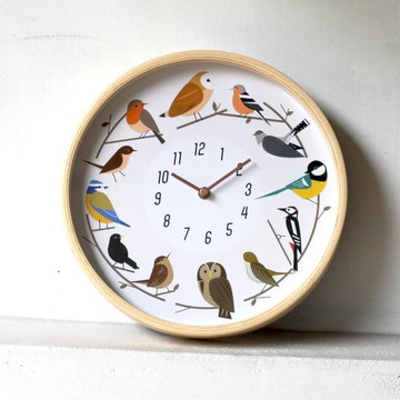林梢鳥語 壁掛時計 原木掛鐘