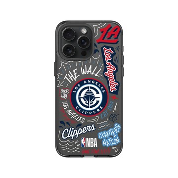 iPhone 15 Pro Max Clear 酷墨灰 - NBA - 塗鴉系列-洛杉磯快艇 Los Angeles Clippers - Graffiti