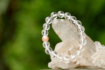 【手環系列】8mm太陽石+喜馬拉雅白水晶手環 (歡迎客製)