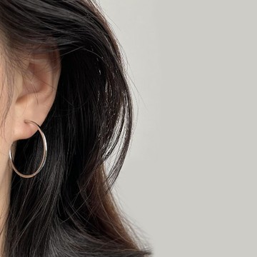 gelluna 女款全耳洞大尺碼基本簡約免工具耳環  銀色