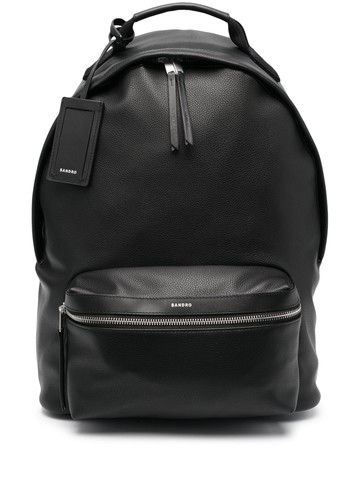 SANDRO - logo-plaque backpack - men - Calf Leather/Polyurethane/Polyester - One Size - Black