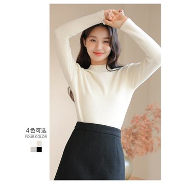 100%純羊毛半高領打底衫女2025秋冬新款長袖內搭毛衣白色針織上衣