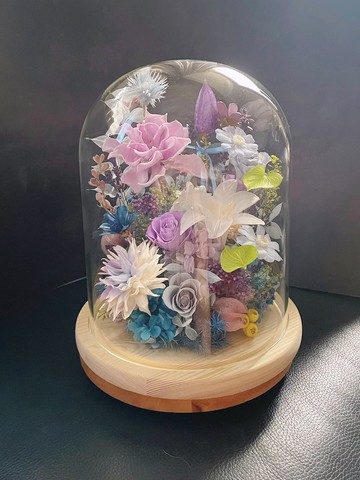 【花訴花藝】紫藍色約定永生花盅/開幕花禮/升遷花禮/祝賀花禮