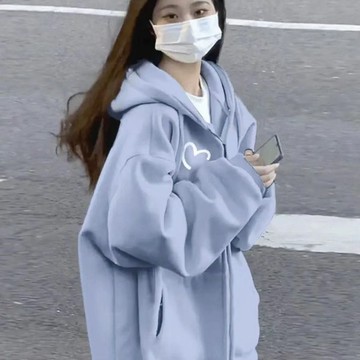 【M-5XL大尺碼】大尺碼女裝 連帽衛衣 帽t 長袖上衣 寬鬆顯瘦 重磅銀狐絨純棉拉鏈外套女秋冬新款慵懶風寬鬆休閒百搭潮