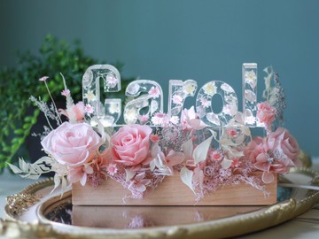 冰晶字母小夜燈 永生花燈座 情人節禮物  開幕花禮