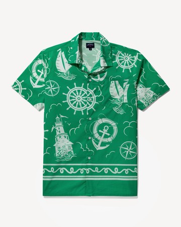 Noah Nautical Shirt Green/White / M