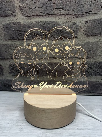 【Q版線條】夜燈下單區 原木Led夜燈藍芽喇叭   客製化夜燈