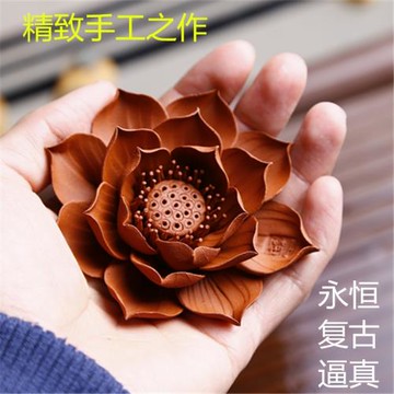 創意茶寵擺件純手工手捏蓮花朵家居裝飾玖瑰紫砂精品可養禪意香插