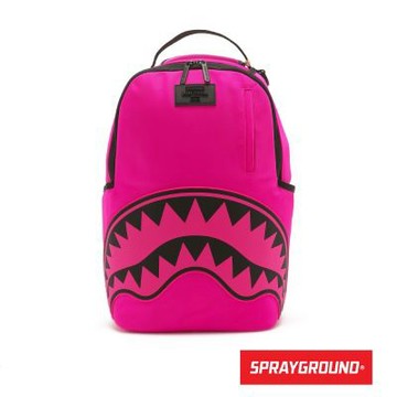 SPRAYGROUND-潮流撞色鋸齒鯊大容量後背包-粉色