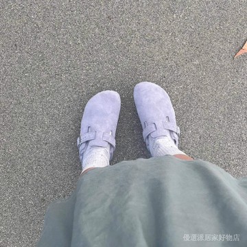 【台灣出貨】真皮全包博肯鞋女 紫羅蘭絨裏軟木厚底勃肯鞋女 勃肯鞋 勃肯拖鞋 勃肯包鞋 勃肯包頭鞋 半包拖鞋 前包後空拖鞋