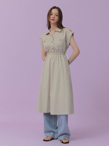 Roll-up Pocket Long Dress