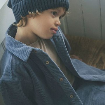 Brands4kids 素面藍色燈芯絨長袖襯衫_HUTTEliHUT系列