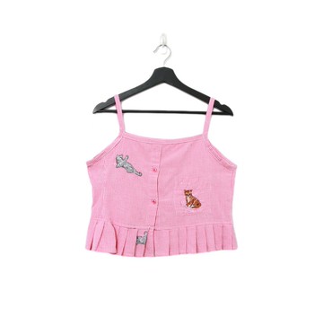 Back to Green-再製刺繡背心 小貓與毛線球 sv-26/vintage vest