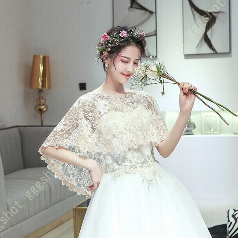 新品レース ボレロ ラッフル フラワー ケープボレロドレス羽織りグレー 結婚式 最大 オフ