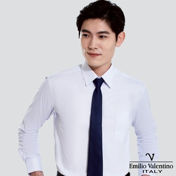 【Emilio Valentino】經典條紋長袖襯衫-藍細條