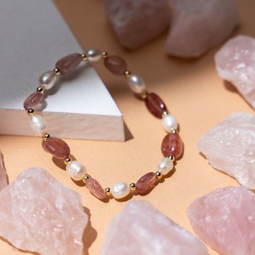 Montagne｜Pearl｜草莓晶手鍊｜彈力繩款_廠商直送