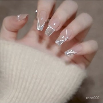 ➕最新設計款穿戴甲💅【貓眼法式】純手工穿戴甲高端光療甲顯白拆卸反複高級感十指貼片短梯穿戴甲 2ZBZ