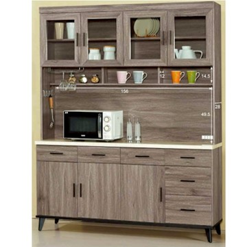 AS DESIGN雅司家具-理伯古橡色5.3尺仿石面碗櫃組-160.4*43*201.7cm