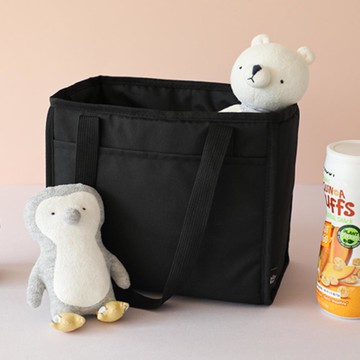 韓國 Daily Like - 立體方形保溫/保冷手提包-黑 (28 x 23 x 18cm, 容量約11~19L)