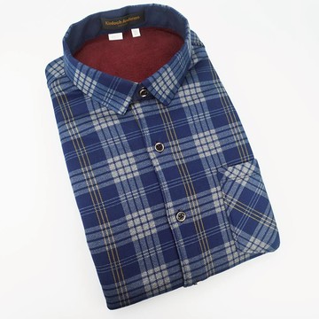 【金安德森】藍黃線白大格加絨窄版長袖襯衫