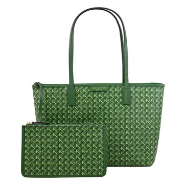 TORY BURCH 147748 EVER 撞色花紋子母肩背托特/購物包.綠
