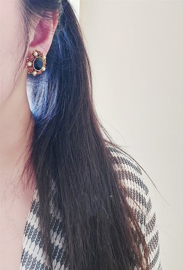 現貨在台-Florenza鍍金紅寶石珍珠耳夾【美國古董老件時尚珠寶】