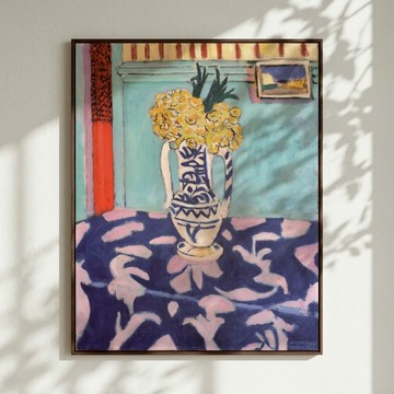 LIGHTO 掛畫｜馬諦斯 Henri Matisse｜Cowslips, Blue and Pi - 原木色鋁框-中尺寸