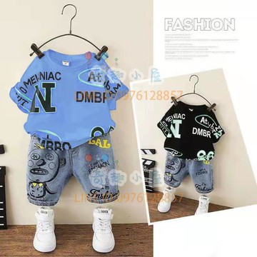 兒童短袖兩件套男童夏季套裝卡通男孩洋氣中小童百搭童裝【不二雜貨】