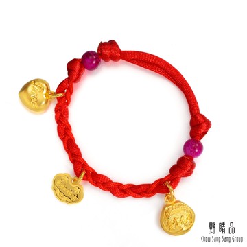 點睛品 吉祥如意彌月 黃金紅繩手鍊_計價黃金
