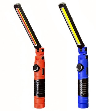 PANRICO 百利世 5W可摺疊磁吸COB LED工作燈手電筒 白光+警示燈  1組  紅色 + 藍色