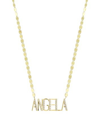 Gold Personalized Six-Letter Pendant Necklace w/ Diamonds