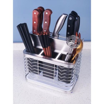 304不銹鋼廚房刀架家用放刀具筷子籠一體置物架多功能臺面插刀座