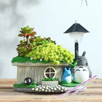 宮崎駿 龍貓 多肉 花器 花盆 花藝 花器 拼盤 可愛 創意 綠植 擺件 肉肉 大口徑