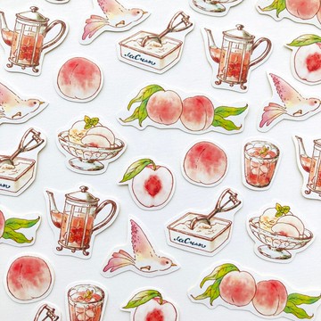 Peach Melba 隨機貼紙 桃子與紅茶【32張入】