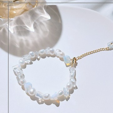 🧨新年快樂🧡快速出貨【OCTOBER 16Th】玻璃月光石淡水珍珠可調式手鍊 開運 生日禮物 閨蜜禮物 情人節禮物 女友禮物 交換禮物 純銀手鍊 客製化禮物