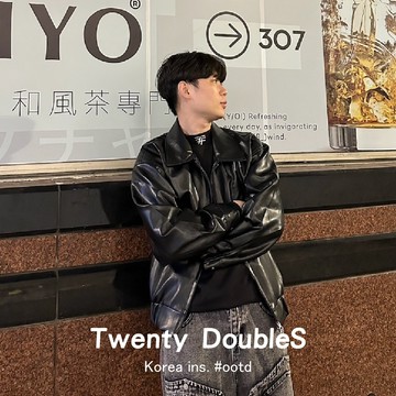 【20ss_select】寬短翻領皮衣外套 黑色外套 皮外套 韓國男裝 秋冬外套 情侶外套 男生外套 女生外套 短版外套