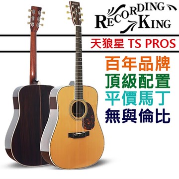 Recording King TS Pro S 頂級 全單板 木吉他 阿迪朗達克面板