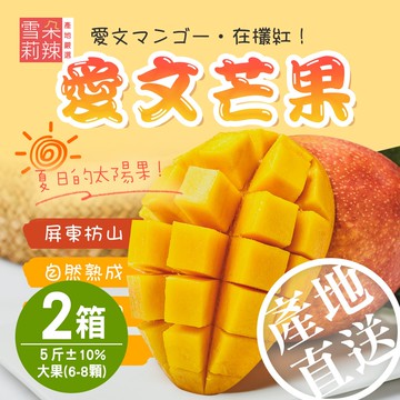 【雪莉朵辣嚴選】屏東枋山愛文芒果-五斤大果x2盒