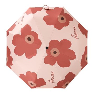 2022晴雨兩用外貿太陽傘防紫外線防曬黑膠ins花傘三折疊手動自動