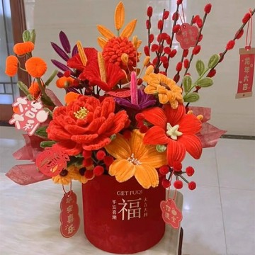 🌷扭一扭🌷 喬遷抱抱桶福桶送閨蜜創意禮物仿真花束扭扭棒手作diy材料包成品 手作花束 畢業花束 交換禮物