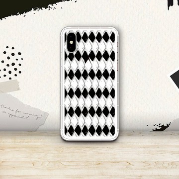 黑白菱格紋 黑白系列 支援各品牌手機殼CSAI05