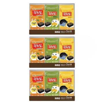 廣川海苔 KAKAO FRIENDS海苔 上級芝麻油紫蘇油製成 兩次烘烤香脆口感 韓國卡通人物包裝  15g  3袋